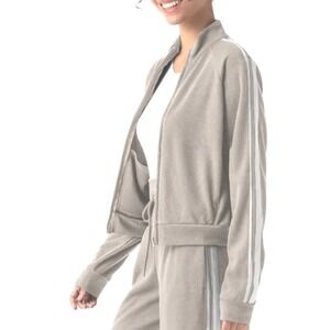 Halara Ribbed Stand Collar Long stripe Sleeve Zipper Jacket Pockets Small